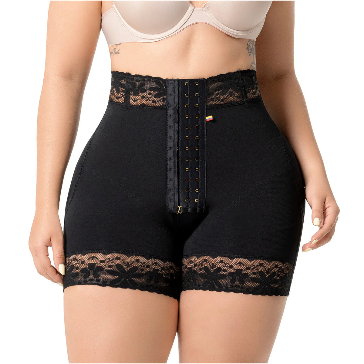 Fajas Salome High Waisted Shaper Shorts with Front Hooks